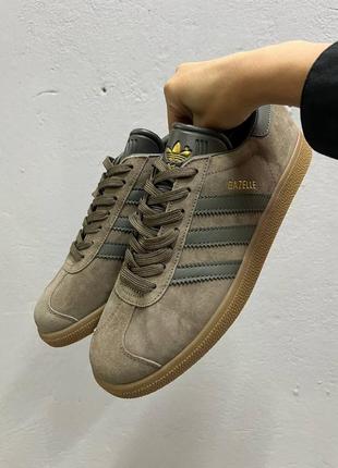 Кроссовки adidas gazelle brown green1 фото