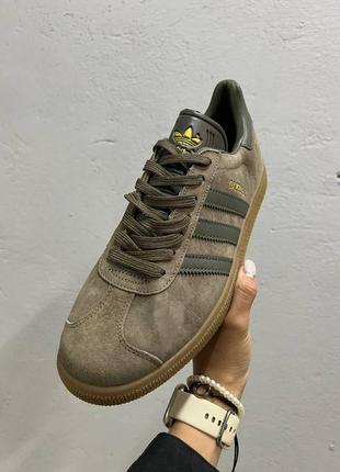 Кроссовки adidas gazelle brown green4 фото