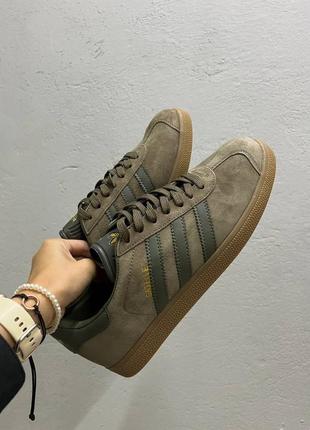 Кроссовки adidas gazelle brown green2 фото