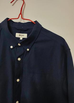 Рубашка рубашка мужская синяя плотная прямая regular fit повседневный хлопок debenhams (un) bias man, размер l.2 фото