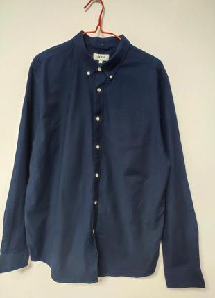 Рубашка рубашка мужская синяя плотная прямая regular fit повседневный хлопок debenhams (un) bias man, размер l.8 фото