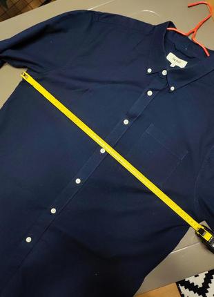 Рубашка рубашка мужская синяя плотная прямая regular fit повседневный хлопок debenhams (un) bias man, размер l.10 фото