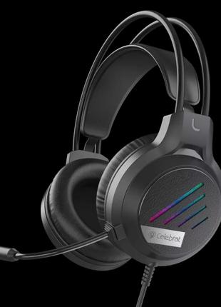 Проводные игровые наушники celebrat gm-2 gaming led с микрофоном (черные)