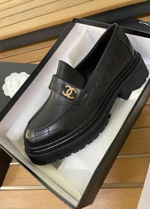 Модні шкіряні лофери шанель преміум