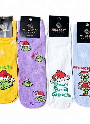 Носки новогодние с принтом грин grinch р.36-41