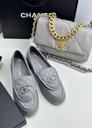 Модні шкіряні лофери шанель преміум