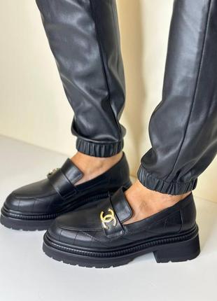 Модні шкіряні лофери шанель преміум