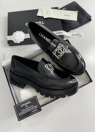 Модні шкіряні лофери шанель преміум