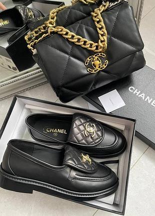 Модні шкіряні лофери шанель преміум