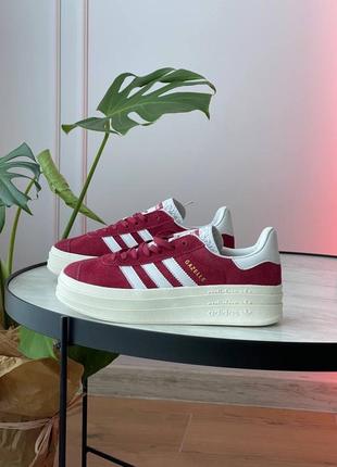 Кроссовки adidas gazelle bold bordo9 фото