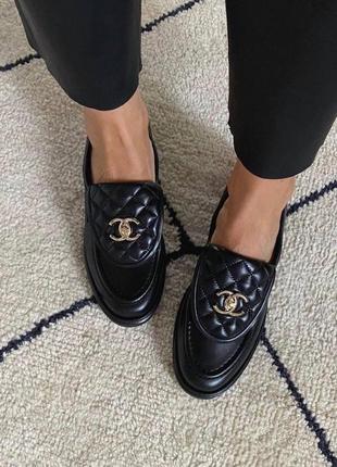 Модні шкіряні лофери шанель преміум