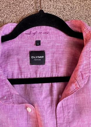 Сорочка рубашка лляна льон рожева оверсайз3 фото