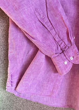 Сорочка рубашка лляна льон рожева оверсайз2 фото