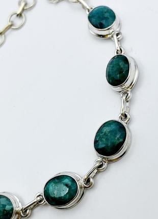 Браслет серебряный с изумрудом 18+2 10,72 г