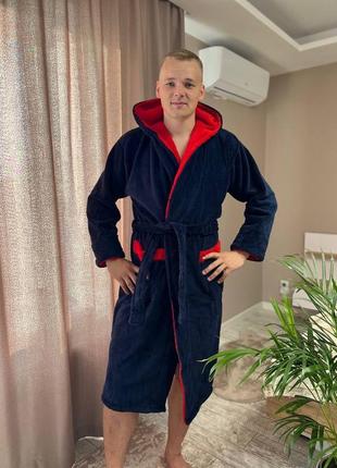 Халат мужской меховой с капюшоном разм. l-xxxl