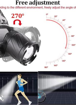 Haoyehome head torch перезаряжаемый налобный фонарик, 100000 люмен headtorch super...