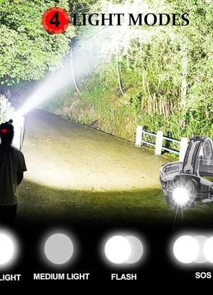 Haoyehome head torch перезаряжаемый налобный фонарик, 100000 люмен headtorch super...