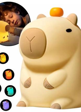 Ночник силиконовый аккумуляторный capybara капибара с таймером zh-127