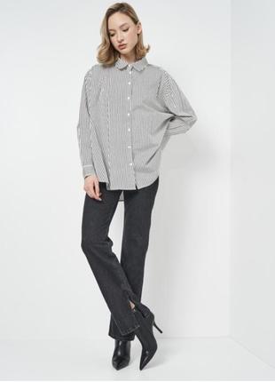 H&m женская рубашка блуза блузка в полоску оверсайз бренд h&m, р.хs1 фото