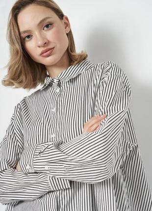 H&m женская рубашка блуза блузка в полоску оверсайз бренд h&m, р.хs10 фото