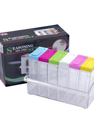 Кухонная подставка для хранения приправ и специй с шестью емкостями seasoning six piece set