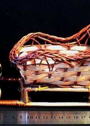 Саночки з лози декоративні, 20 см.