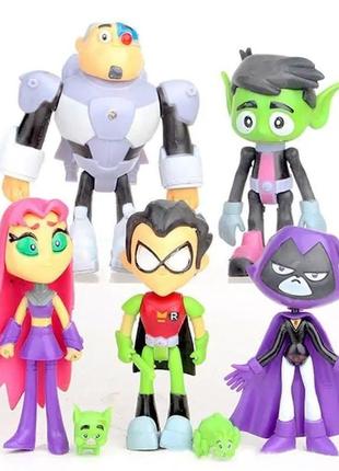 Набір фігурок титани юні титани, вперед 5в1, 9 см - teen titans go