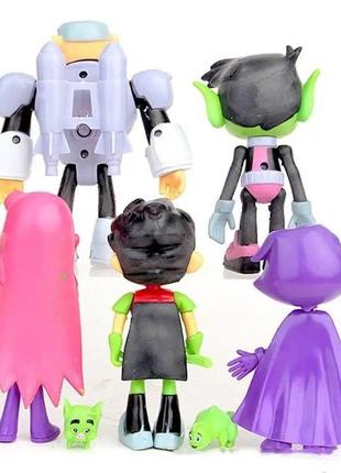 Набір фігурок титани юні титани, вперед 5в1, 9 см - teen titans go2 фото