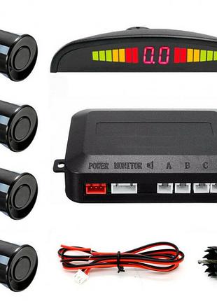 Парковочная система на 4 датчика парковки, парктроник с led дисплеем assistant parking sensor black