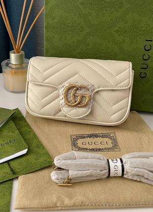 Сумка жіноча в стилі gucci  mormont gg milk mini premium