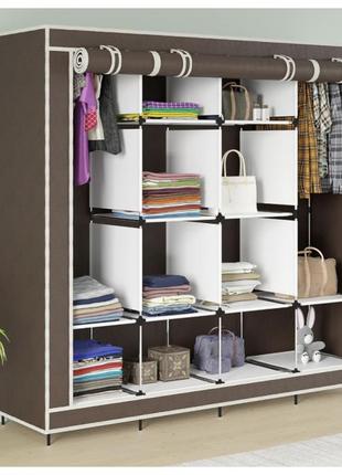 Шкаф для одежды тканевый 4 секции 170х45х170см storage rack 88170 коричневый