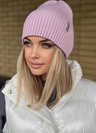 Жіноча подовжена шапка рожева