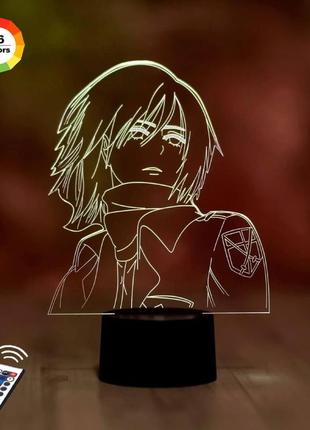 Ночник-светильник 3d "микаса акерман" 3dtoyslamp 25х16 см  cl0028112