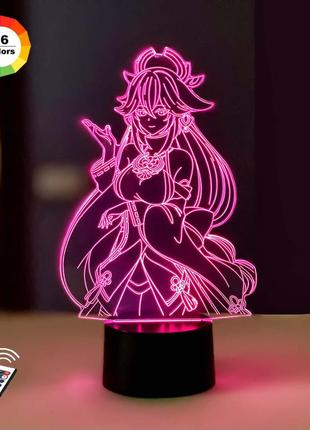 Ночник-светильник 3d genshin impact "яэ мико" 3dtoyslamp 27х15 см  cl0029459