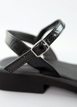 Жіночі чорні стильні сандалі-босоніжки шкіра на низькому ходу,натуральна шкіра-жіноче...