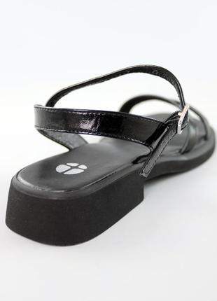 Жіночі чорні стильні сандалі-босоніжки шкіра на низькому ходу,натуральна шкіра-жіноче...