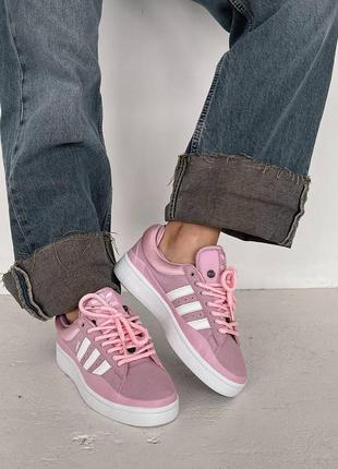 Женские кроссовки adidas campus bad bunny pink/white