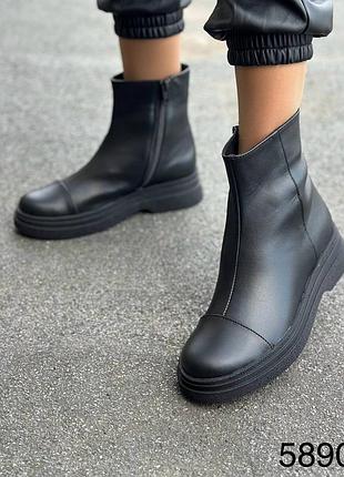 Женские натуральные стильные ботиночки на байке или меху ✅