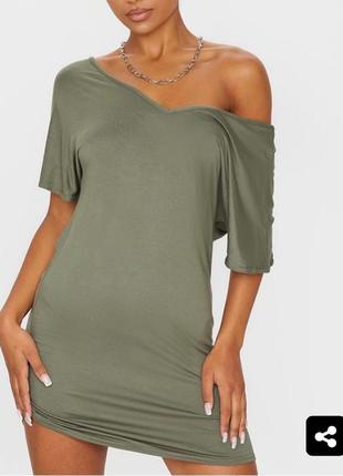 Платье- футболка оливковое plt