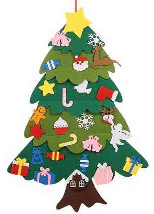 Детская рождественская елочка с игрушками из фетра chrismas free детская елочка на стену 95x70 см top shop ua_