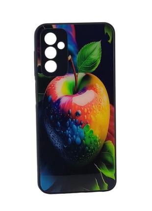 Чохол glass case для samsung galaxy m23 5g / m236 скляний бампер чорний з малюнком apple