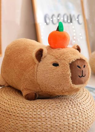 Капібара м'яка іграшка подушка сквишмеллоу антистрес подарунок capybara, 20, з мандаринкою