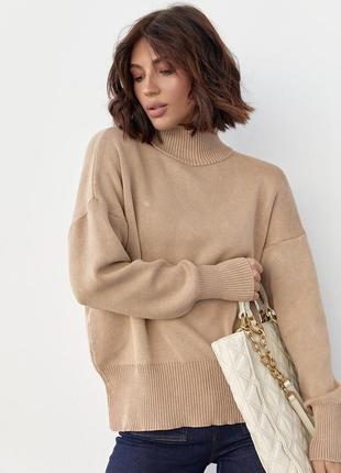 Женский свитер в технике тай-дай - светло-коричневый цвет, l (есть размеры)
