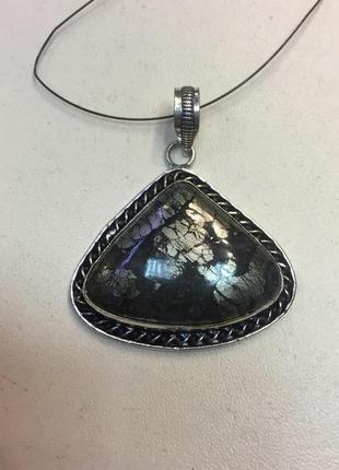 Марказит кулон капля с натуральным камнем марказит в серебре. кулон с марказитом индия