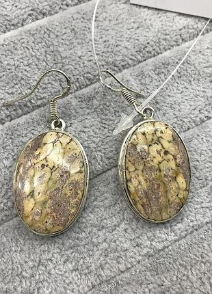 Яшма серьги с натуральным камнем яшма серьги с яшмой в серебре индия