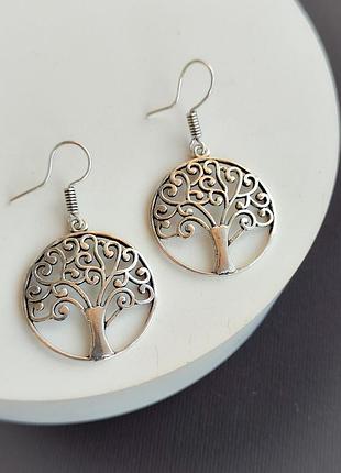Сережки "дерево" з індійського срібла. оригінальні кульчики. індія.