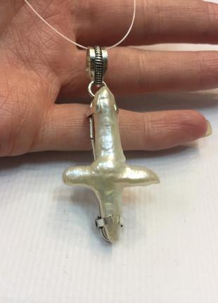 Кулон з натуральними перлами бароко. кулон хрест - бароковий перли в сріблі. індія