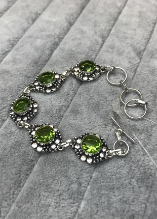 Браслет с камнем перидот браслет с перидотом. индия!