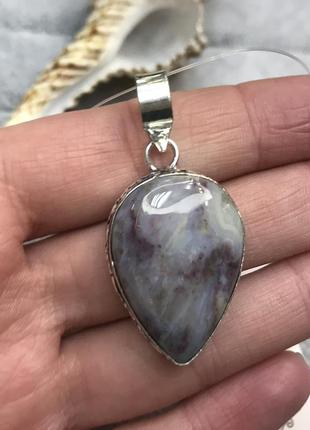 Агат натуральный кулон с агатом в серебре. индия.