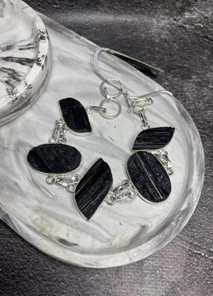 Натуральний необроблений чорний турмалін браслет з містичного шерлу натуральний шерл. індія.